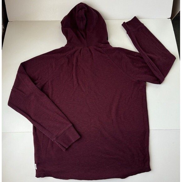 American Eagle Outfitters Mens Button Hoodie Maroon Burgundy Pullover Medium - Picture 2 of 14